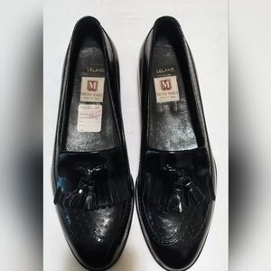 Bruno Magli Shiny Black Leland Tassel Loafers 11.5M Italy